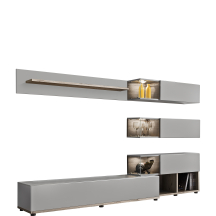 Meblościanka SILK Perla Gray / Dąb Wellington SILK Podstawowe