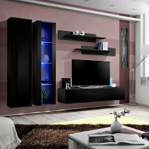 Meblościanka z oświetleniem A4 Czarny / Czarny Połysk FLY CZARNY / CZARNY POŁYSK Podstawowe