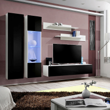 Meblościanka z oświetleniem A5 Biały / Czarny Połysk FLY BIAŁY / CZARNY POŁYSK Podstawowe