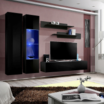 Meblościanka z oświetleniem A5 Czarny / Czarny Połysk FLY CZARNY / CZARNY POŁYSK Podstawowe