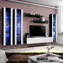 Meblościanka z oświetleniem C2 Czarny / Biały Połysk FLY CZARNY / BIAŁY POŁYSK Podstawowe