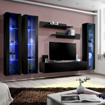 Meblościanka z oświetleniem C2 Czarny / Czarny Połysk FLY CZARNY / CZARNY POŁYSK Podstawowe