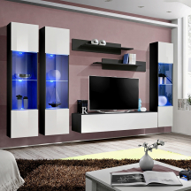 Meblościanka z oświetleniem C3 Czarny / Biały Połysk FLY CZARNY / BIAŁY POŁYSK Podstawowe