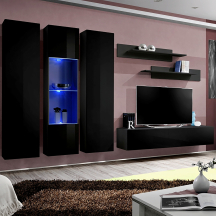 Meblościanka z oświetleniem C5 Czarny / Czarny Połysk FLY CZARNY / CZARNY POŁYSK Podstawowe