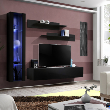 Meblościanka z oświetleniem G2 Czarny / Czarny Połysk FLY CZARNY / CZARNY POŁYSK Podstawowe