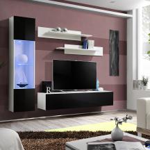 Meblościanka z oświetleniem G3 Biały / Czarny Połysk FLY BIAŁY / CZARNY POŁYSK Podstawowe