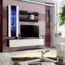 Meblościanka z oświetleniem H2 Czarny / Biały Połysk FLY CZARNY / BIAŁY POŁYSK Podstawowe