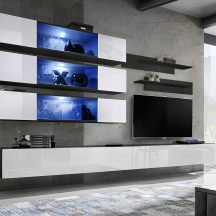 Meblościanka z oświetleniem J3 Czarny / Biały Połysk FLY CZARNY / BIAŁY POŁYSK Podstawowe