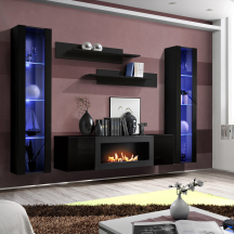 Meblościanka z oświetleniem M2 Czarny / Czarny Połysk FLY CZARNY / CZARNY POŁYSK Podstawowe