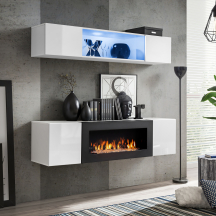 Meblościanka z biokominkiem N3 Biały / Biały Połysk FLY BIAŁY / BIAŁY POŁYSK Podstawowe