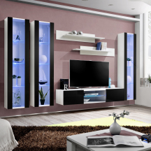 Meblościanka z oświetleniem P2 Biały / Czarny Połysk FLY BIAŁY / CZARNY POŁYSK Podstawowe