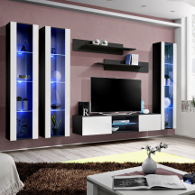 Meblościanka z oświetleniem P2 Czarny / Biały Połysk FLY CZARNY / BIAŁY POŁYSK Podstawowe