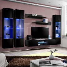 Meblościanka z oświetleniem P3 Czarny / Czarny Połysk FLY CZARNY / CZARNY POŁYSK Podstawowe