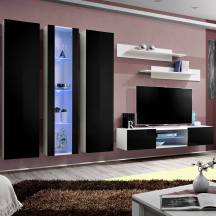 Meblościanka z oświetleniem P4 Biały / Czarny Połysk FLY BIAŁY / CZARNY POŁYSK Podstawowe