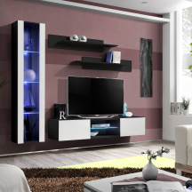 Meblościanka z oświetleniem R2 Czarny / Biały Połysk FLY CZARNY / BIAŁY POŁYSK Podstawowe