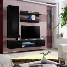 Meblościanka z oświetleniem S1 Czarny / Czarny Połysk FLY CZARNY / CZARNY POŁYSK Podstawowe