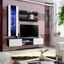 Meblościanka z oświetleniem S2 Czarny / Biały Połysk FLY CZARNY / BIAŁY POŁYSK Podstawowe