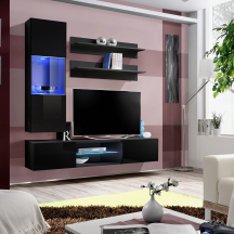 Meblościanka z oświetleniem S3 Czarny / Czarny Połysk FLY CZARNY / CZARNY POŁYSK Podstawowe