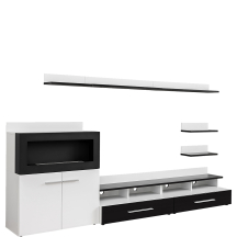 Meblościanka CAMINO z biokominkiem Biały Połysk / Czarny Połysk Podstawowe