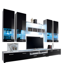 Meblościanka DORADE Biały Mat / Czarny Połysk Podstawowe