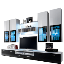 Meblościanka LYRA Biały Mat / Czarny Połysk Podstawowe