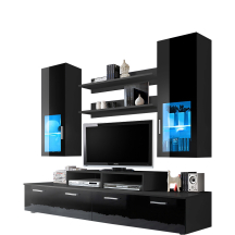 Meblościanka MINI Czarny Mat / Czarny Połysk Podstawowe