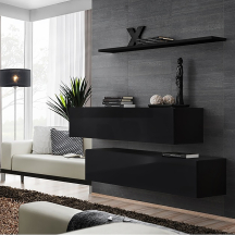 Zestaw dwóch szafek RTV SB2 Czarny / Czarny Połysk SWITCH CZARNY Podstawowe