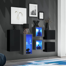 Zestaw szafek wiszących z oświetleniem SB4 Czarny / Grafit SWITCH GRAFIT / CZARNY Podstawowe