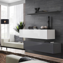 Zestaw dwóch szafek RTV SB2 Biały / Grafit SWITCH GRAFIT / BIAŁY Podstawowe