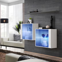 Zestaw dwóch witryn wiszących z oświetleniem SB3 Biały / Grafit SWITCH GRAFIT / BIAŁY Podstawowe