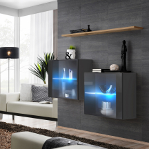 Zestaw dwóch witryn wiszących z oświetleniem SB3 Grafit / Wotan SWITCH GRAFIT / WOTAN Podstawowe