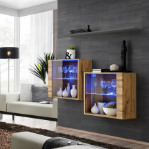 Zestaw dwóch witryn wiszących z oświetleniem SB3 Wotan / Grafit SWITCH GRAFIT / WOTAN Podstawowe