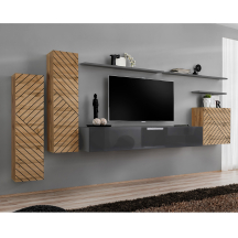 Meblościanka SWITCH SW 1 Wotan / Grafit / Wotan front frezowany SWITCH GRAFIT / WOTAN LAMEL Podstawowe