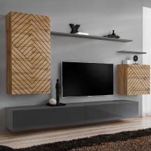 Meblościanka SWITCH SW 2 Wotan / Grafit / Wotan front frezowany SWITCH GRAFIT / WOTAN LAMEL Podstawowe