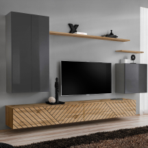 Meblościanka SWITCH SW 2 Grafit / Wotan / Wotan front frezowany SWITCH GRAFIT / WOTAN LAMEL Podstawowe