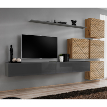 Meblościanka SWITCH SW 9 Grafit / Wotan / Wotan front frezowany SWITCH GRAFIT / WOTAN LAMEL Podstawowe