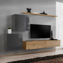 Meblościanka SWITCH SW 5 Grafit / Wotan / Wotan front frezowany SWITCH GRAFIT / WOTAN LAMEL Podstawowe