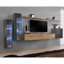 Meblościanka SWITCH SW 11 Grafit / Wotan / Wotan front frezowany SWITCH GRAFIT / WOTAN LAMEL Podstawowe