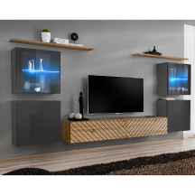 Meblościanka SWITCH SW 14 Grafit / Wotan / Wotan front frezowany SWITCH GRAFIT / WOTAN LAMEL Podstawowe