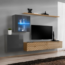 Meblościanka SWITCH SW 15 Grafit / Wotan / Wotan front frezowany SWITCH GRAFIT / WOTAN LAMEL Podstawowe