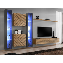 Meblościanka SWITCH SW 16 Grafit / Wotan / Wotan front frezowany SWITCH GRAFIT / WOTAN LAMEL Podstawowe