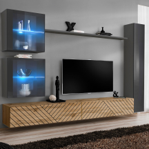 Meblościanka SWITCH SW 18 Grafit / Wotan / Wotan front frezowany SWITCH GRAFIT / WOTAN LAMEL Podstawowe