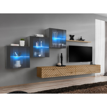 Meblościanka SWITCH SW 20 Grafit / Wotan / Wotan front frezowany SWITCH GRAFIT / WOTAN LAMEL Podstawowe