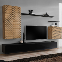 Meblościanka SWITCH SW 2 Wotan / Czarny / Wotan front frezowany SWITCH CZARNY / WOTAN LAMEL Podstawowe