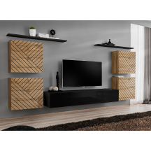 Meblościanka SWITCH SW 4 Wotan / Czarny / Wotan front frezowany SWITCH CZARNY / WOTAN LAMEL Podstawowe