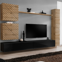 Meblościanka SWITCH SW 8 Wotan / Czarny / Wotan front frezowany SWITCH CZARNY / WOTAN LAMEL Podstawowe