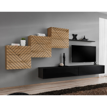 Meblościanka SWITCH SW 10 Wotan / Czarny / Wotan front frezowany SWITCH CZARNY / WOTAN LAMEL Podstawowe