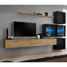 Meblościanka SWITCH SW 19 Wotan / Czarny / Wotan front frezowany SWITCH CZARNY / WOTAN LAMEL Podstawowe