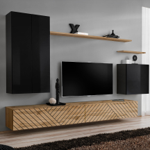 Meblościanka SWITCH SW 2 Czarny / Wotan / Wotan front frezowany SWITCH CZARNY / WOTAN LAMEL Podstawowe