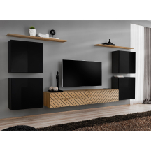 Meblościanka SWITCH SW 4 Czarny / Wotan / Wotan front frezowany SWITCH CZARNY / WOTAN LAMEL Podstawowe